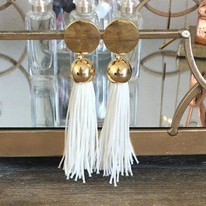 Trina Turk Gold-Tone White Tassel Drop Earrings